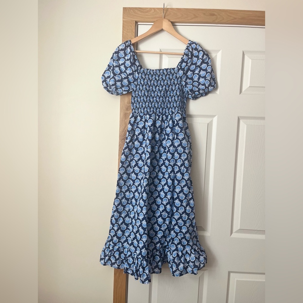 J. Crew Blue Floral Midi Dress